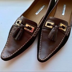 Oscar de la Renta Brown Mules